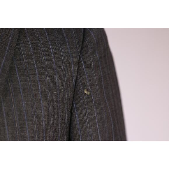 Borrelli Napoli Gray Striped Wool Suit Jacket Blazer Flawed 36S - Picture 5 of 14
